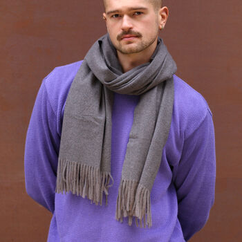 Dark Grey Tassel Heavyweight Scarf, 2 of 6