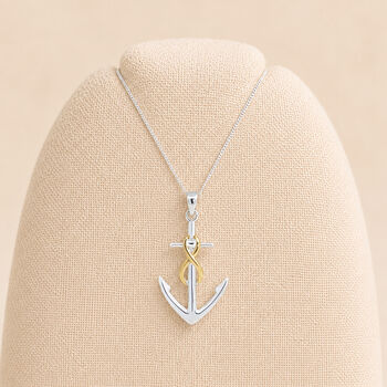 Personalised Sterling Silver And Gold Infinity Anchor Pendant Necklace, 3 of 8