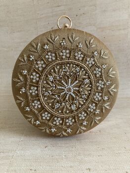 Gold Handcrafted Mandala Design Bangle Clutch, 3 of 10