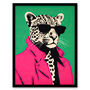 Fashion Cheetah I Fun Animal Green Pink Wall Art Print, thumbnail 5 of 6