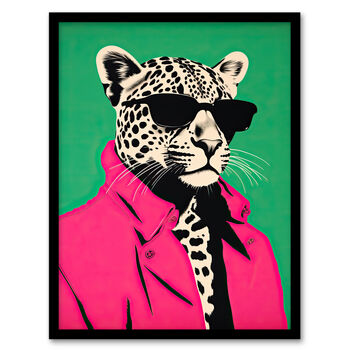 Fashion Cheetah I Fun Animal Green Pink Wall Art Print, 5 of 6