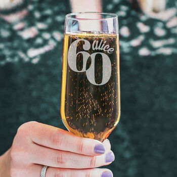 60th Birthday Personalised Champagne Flute, 2 of 5
