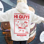Hi Guys Women’s Hoodie With Burger Graphic, thumbnail 3 of 6