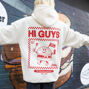 Hi Guys Women’s Hoodie With Burger Graphic, 3 of 6