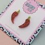 Red Chilli Pepper Glitter Resin Stud Earrings, thumbnail 4 of 4