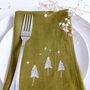 Embroidered Trees And Stars Linen Napkins, thumbnail 3 of 5