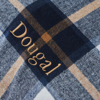 Personalised Deep Duvet Navy Check Medium Dog Bed, 4 of 5