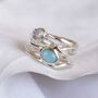 Statement Silver Ring With Larimar And Pearl, thumbnail 1 of 8