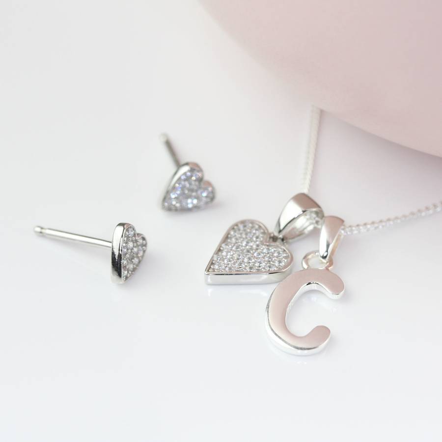 Personalised Children's Heart Necklace And Earrings Set, 1 of 6