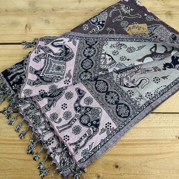Light Purple And Pink Blanket Elephant Print Throw, 3 of 5