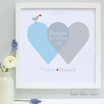 Personalised New Baby Hearts Framed Print, 2 of 7