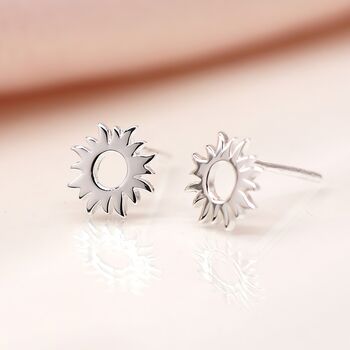 Sterling Silver Sun Stud Earrings, 2 of 10