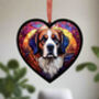 St Bernard Stained Glass Effect Heart Suncatcher, thumbnail 3 of 5