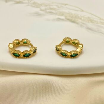 Emerald Earrings, Hoop Gift Set, Gold Hoops, 3 of 5