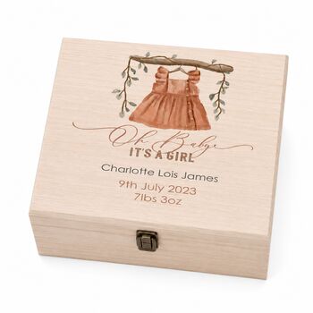Personalised Baby Girl Dress Keepsake Gift Box, 5 of 5
