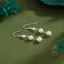 Sterling Silver Natural Pearl Trio Drop Hook Earrings, thumbnail 4 of 11