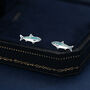 Sterling Silver Sardine Stud Earrings, thumbnail 3 of 11