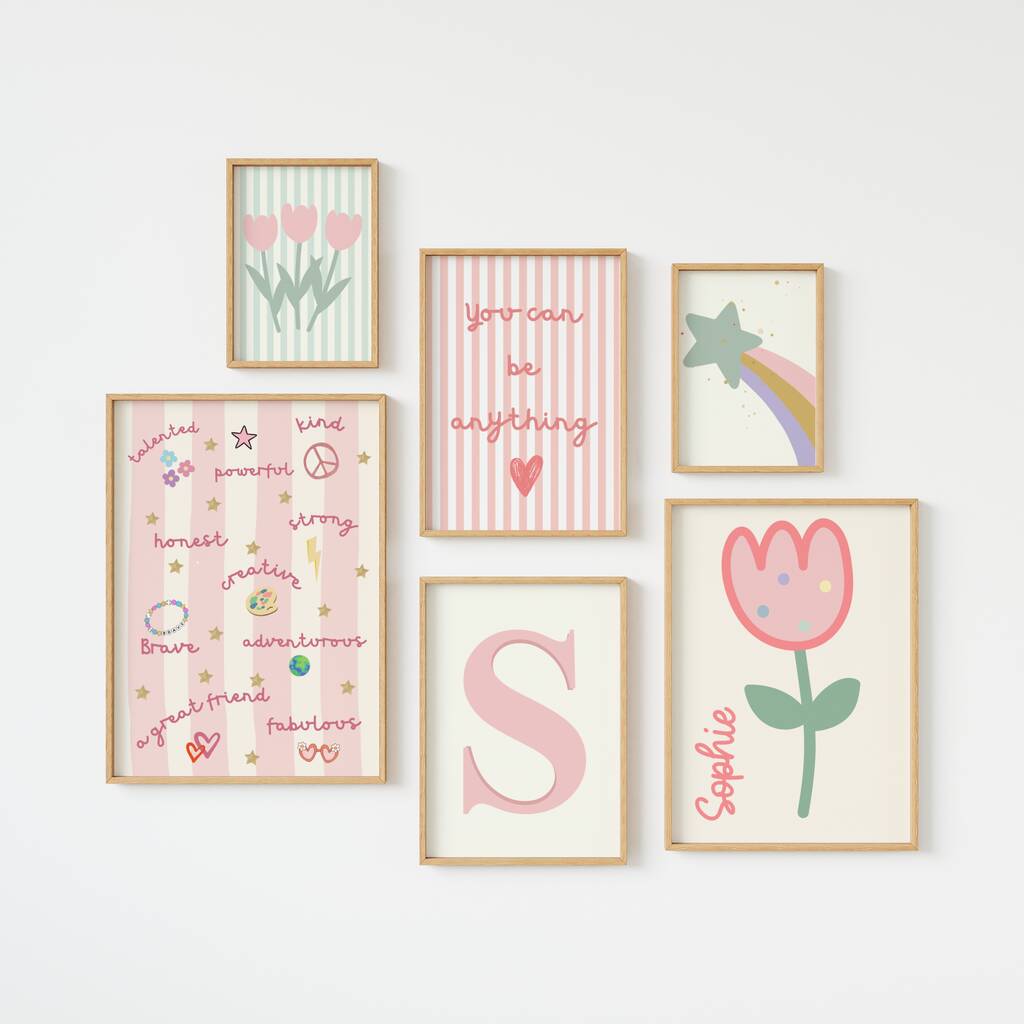Girls Personalised Affirmation Wall Print Set, 1 of 8