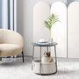 Side Table, Round End Table With Fabric Basket Spacious, thumbnail 1 of 12