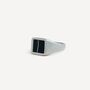 Men's Gold White Line Onyx Square Gemstone Signet Ring, thumbnail 3 of 12
