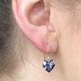 Jasmine Small Blue Floral Heart Earrings, thumbnail 2 of 3