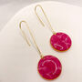 Pink Circle Drop Threader Earrings, Clay And Resin, thumbnail 1 of 10
