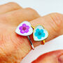 Real Narcissus Adjustable Ring Hand Made Heart White, thumbnail 1 of 9