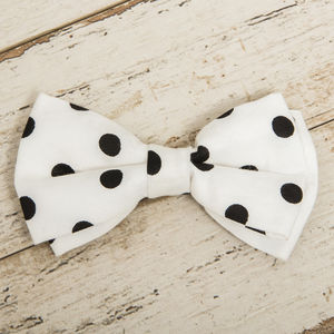 The Mayfair Black And White Spotted Dog Bow By Percy and Co.