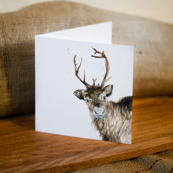 Inky Reindeer Blank Greeting Card, 3 of 4