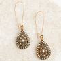 Orange Bohemian Beaded Tear Drop Earrings, thumbnail 1 of 3