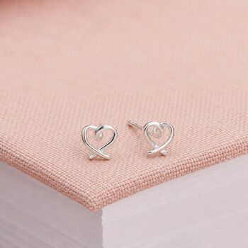 5mm Sterling Silver Paloma Open Heart Stud Earrings, 2 of 3