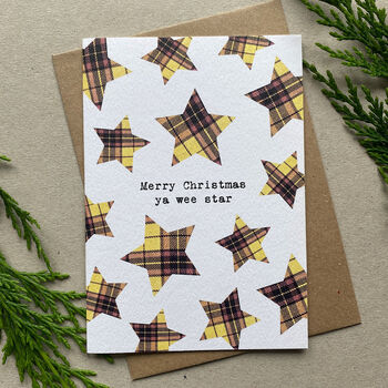 Set Of Six Scottish Christmas Cards With Tartan Pattern, 8 of 9