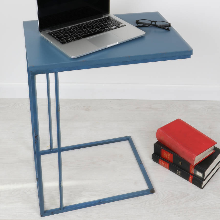 industrial scandi blue laptop table by dibor