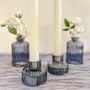 Blue Ribbed Glass Candlestick Holder, thumbnail 6 of 12