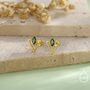 Sterling Silver Triangle And Emerald Green Marquise Cz Arrow Stud Earrings, thumbnail 7 of 12