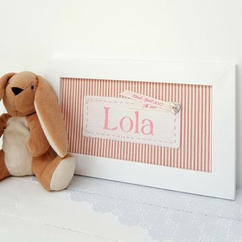 Personalised Baby Name Handpainted Framed Fabric Print, 5 of 12