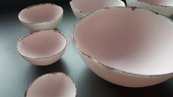 Set Of Seven Fine Bone China Nesting Bowls In Pink, 6 of 8