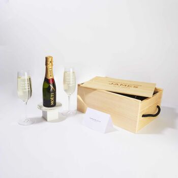 Mini Moet Champagne And Personalized Engraved Flute Set, 3 of 5