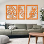 098 Three Panels Leaves Wall Art Stain Wood Home Decor, thumbnail 4 of 9