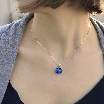 Sapphire Blue Glass And Sterling Silver Necklace, 2 of 12