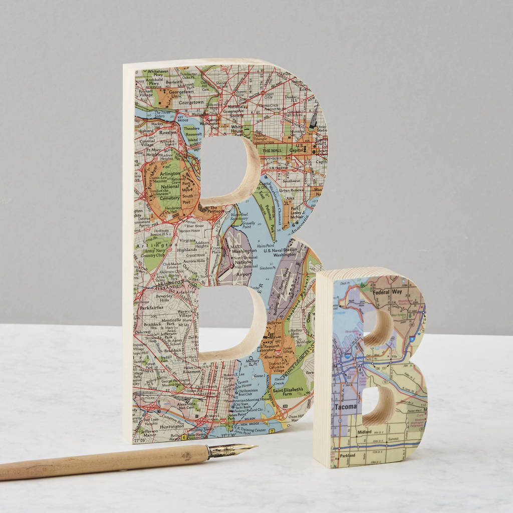 Map Location Wooden Letter Wedding Anniversary Gift, 1 of 6