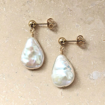 Gaia Large Pearl Drop Bridal Earrings, 3 of 3