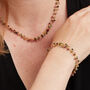 Tourmaline Beaded Cluster Gold Plated Silver Necklace, thumbnail 7 of 12