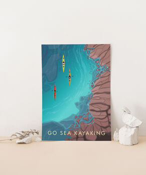 Go Sea Kayaking Travel Poster Art Print, 2 of 8