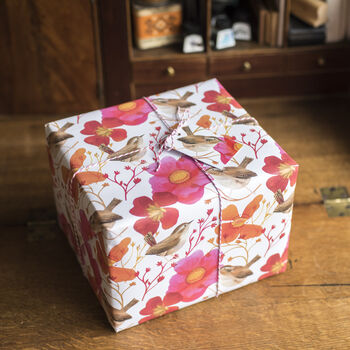 Wrens And Poppies Luxury, Recycled Wrapping Paper Pack, 2 of 7