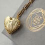 Gold Heart Clamshell Locket Necklace, thumbnail 3 of 9