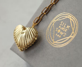 Gold Heart Clamshell Locket Necklace, 3 of 9