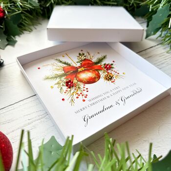 Handmade Red Bauble Christmas Card For Any Recipient, Customisable, 4 of 6