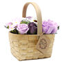 Lilac Flower Bouquet Soaps In Wicker Basket | Large, thumbnail 1 of 3