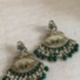 Emerald Green Peacock Dangle Indian Earrings, thumbnail 7 of 7